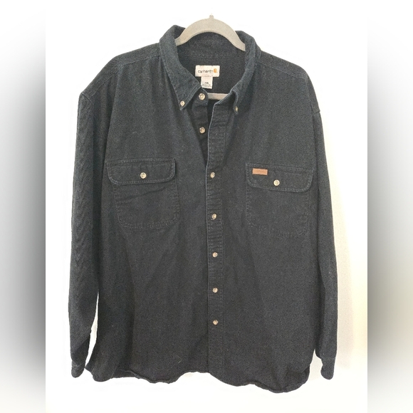 Carhartt Black Shirt Shacket Cotton Pockets Workwear Jacket Western Mens 2XL XXL - Picture 1 of 7